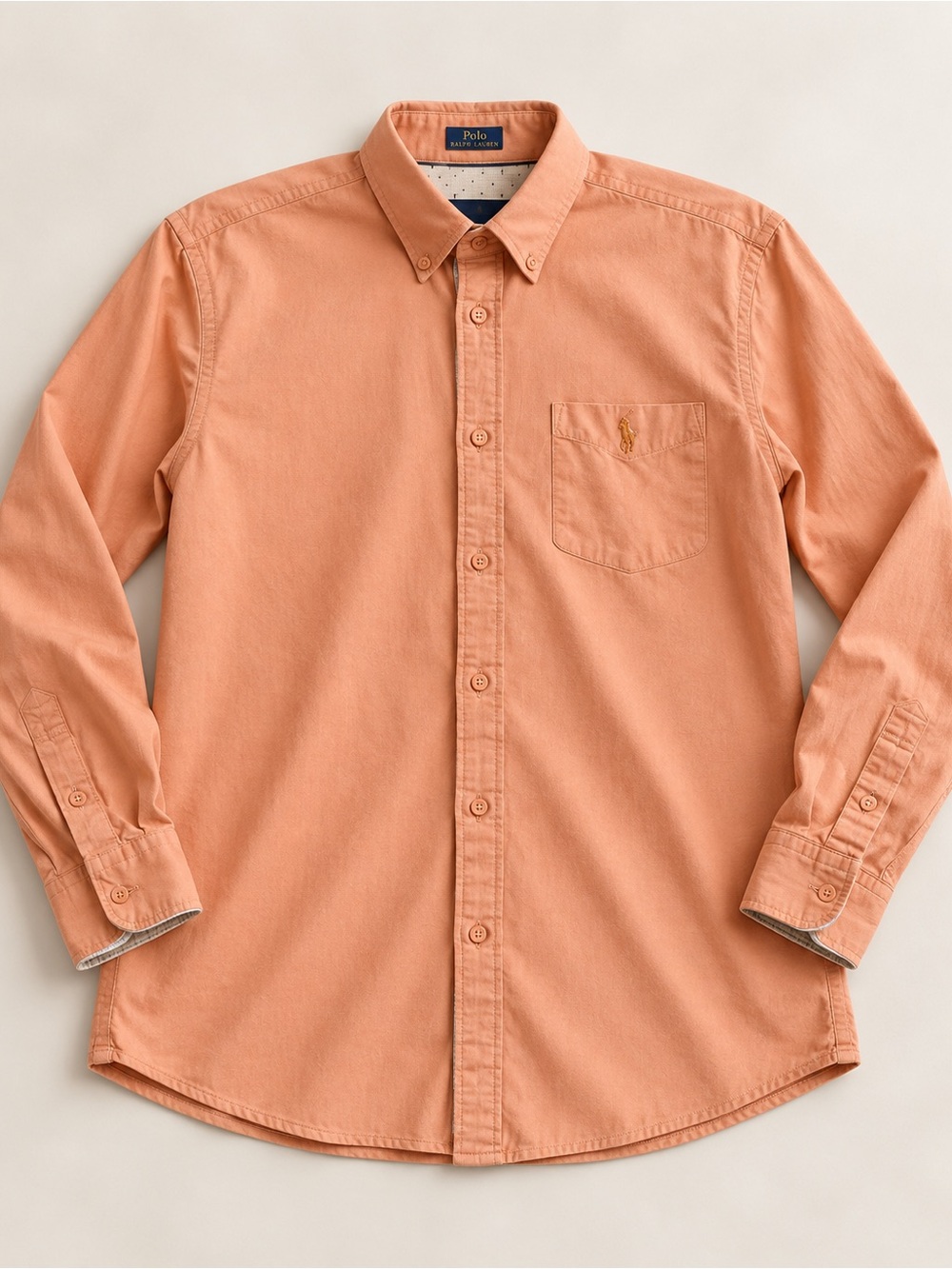 Ralph Lauren Peach Button-Down Shirt with Chest Pocket